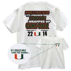 Miami Hurricanes 2003 White Score T shirt over FSU:  Sports 