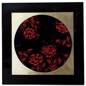  Gaiam Fair Trade Red Rose Framed Lacquer Plaque   Handmade 