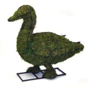    Green Piece Wire Art Moss Covered Duck Topiary