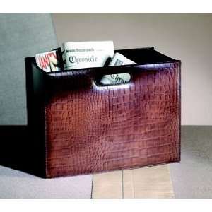  Brown Leather Crock Embossed Magazine Holder Everything 