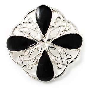  Traditional Circle Celtic Brooch (Silver Tone): Jewelry