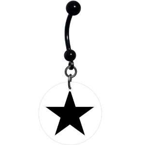  White Black Star Belly Ring: Jewelry
