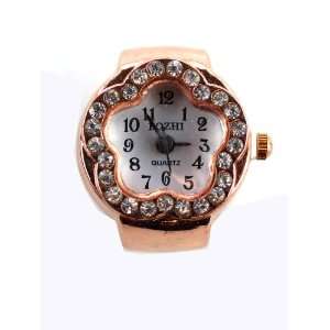   Bronze Color Stretchable Watch Ring With Star Shaped Face: Jewelry