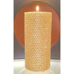 com 80 Hour 6 Inch Natural Beeswax Hybrid Pillar Glitter Candle, Gold 