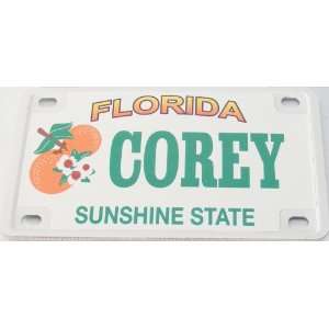    Corey Bicycle License Plate with Green Letters 