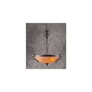   Tuscany Chandelier   Hammered Red Rust Finish / Seville Amber Shade
