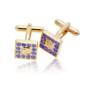  Gold Blue Pink Red Rhinestone with golden Frame Cuff links, Gold Pink