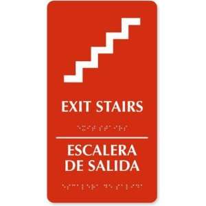  Exit Stairs (bilingual) TactileTouch Sign, 6 x 11 