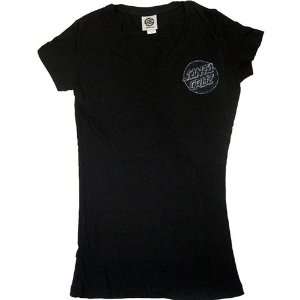  Santa Cruz Fitted Girls V Neck T shirt Classic Dot   Black 