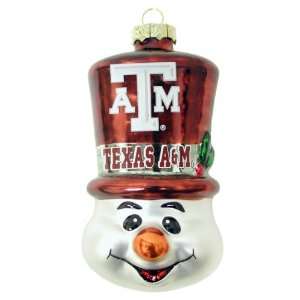    Top Hat Snowman Glass Ornament   Texas A&M: Sports & Outdoors