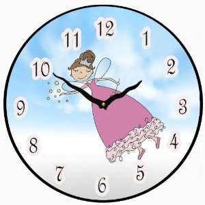 Large Wall clock for girls wood 18 fairy princess clock  