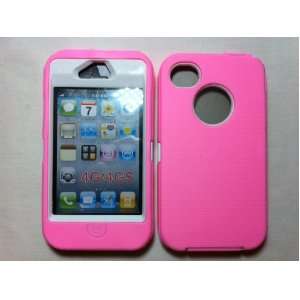  Iphone 4s Body Armor Case Otterbox Style Pink and White 3 