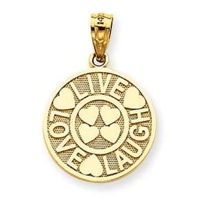  14k Gold Live Love Laugh Circle Pendant Jewelry