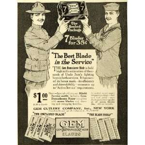  1918 Ad World War I Gem Razor Blades Soldier Sailor WWI 