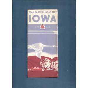  1934 Standard Oil Road Map Iowa 