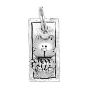  Clayvision Cat with Fish Bone Pendant Charm Jewelry