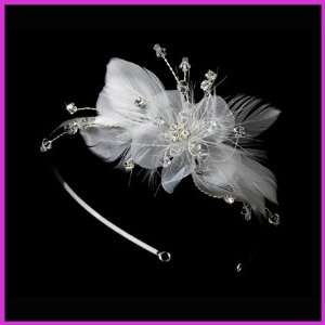  Lovely Bridal Feather Fascinator Headband with Crystals 