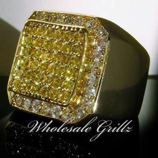 145 Mens 14k White Gold Gp Simulate YELLOW Diamond HipHop Pinky Ring 