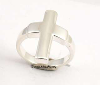 Womens Ring Christian Cross Sterling Silver Size 6 7 8  