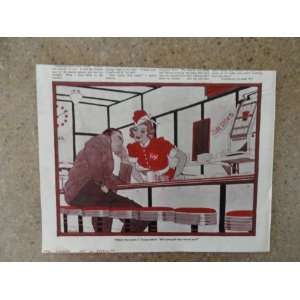 1940 Print Art (man and woman at dinner counter) Orinigal Vintage 1940 