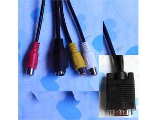 New PC Computer 15 Pins VGA to TV S Video RCA AV 3 Adapter Cable Cord 