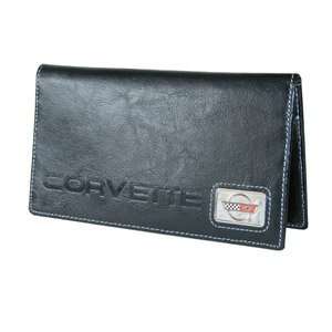   Corvette C4 Wallet/Checkbook Cover   Black Leather: Sports & Outdoors