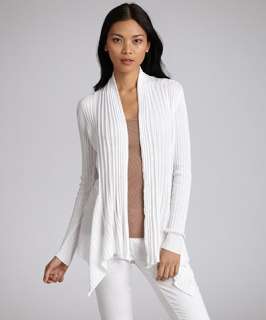 Design History white ribbed jersey open front cardigan sweater