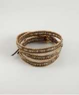 style #317579302 labradorite and leather chain detail wrap bracelet