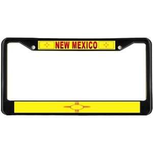 New Mexico NM State Flag Black License Plate Frame Metal Holder