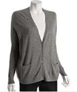 style #309220101 grey cashmere deep v neck cardigan