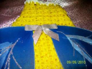 YELLOW Dog Sweater with BIG BLUE & SILVER Fairy Wings S  