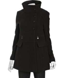 Marc New York black wool blend funnel neck coat  BLUEFLY up to 70% 