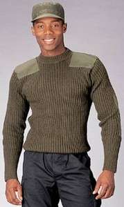 GOVT OLIVE DRAB WOOL COMMANDO SWEATER SIZES 34   54 AVAIL 