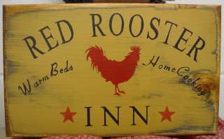 Primitive Country Wood Sign   RED ROOSTER INN  