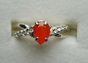 AWESOME MEXICAN FIRE OPAL RING w/ACCENT STONES 925/SS SIZE 5.75  