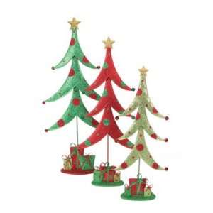 com 3 Mod Holiday Whimsical Glittered Table Top Christmas Trees 21.5 