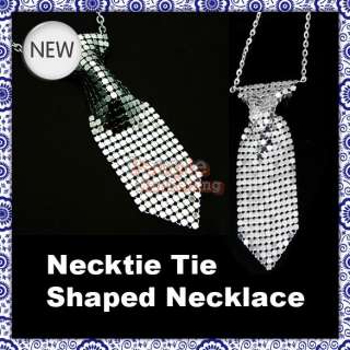 Necktie Tie Shaped Necklace Chain Pendant New Silver P  