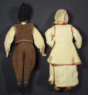 YUGOSLAVIA Doll Couple Serbian folk costume ~ handmade cloth 