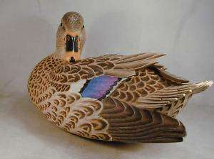 Female Mallard Duck Original Wood Carving  