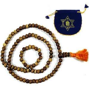 Buddhist Bone Mantra Beads w/ Om Mani Padme Hum Mala Bag ~ Natural 