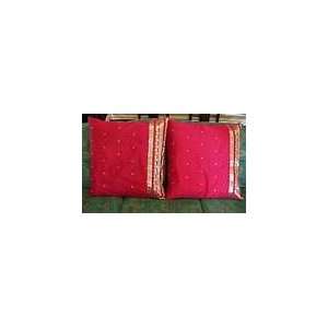  Fire Brick Silk Sari Cushion Pillow Covers Sham Throw 