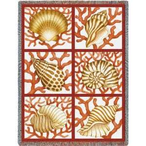  Shells and Coral Tapestry Throw Blanket