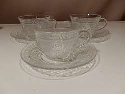 ANCHOR HOCKING CLEAR SANDWICH CUPS AND SAUCERS EXCELLENT  