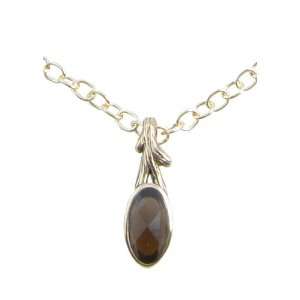  Barse Bronze Smoky Glass Drop Chain Necklace Jewelry