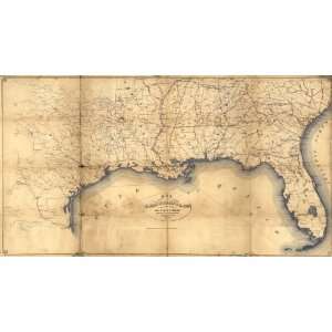    1864 Civil War Map military Department Gulf