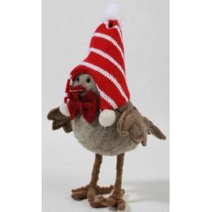   Adorable Standing Felt Winter Birds Wearing Holiday Cap and Bow Tie