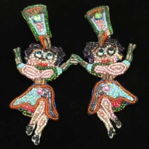 Betty Boop Earrings Vintage Large Hard to Find Design w/ Seed Beads 