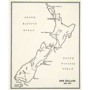 Lithograph Vintage Map New Zealand 1840 1870 1800s Taranaki Canterbury 