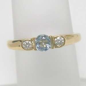  14K Yellow Gold Aquamarine and Diamond Ring Jewelry