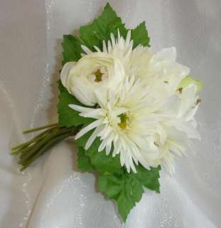 WHITE Gerbera Gerber Daisy Bridesmaid Bridal Bouquet Silk Wedding 